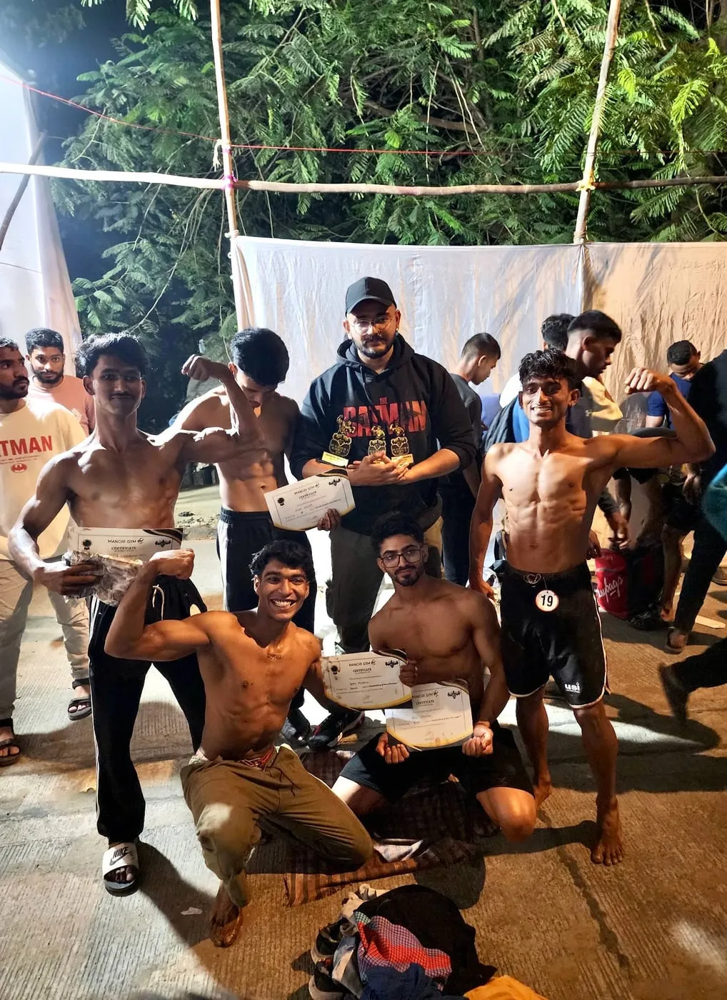 Bawa Fitness athletes with their certificates at Manori Gym Shree 2025