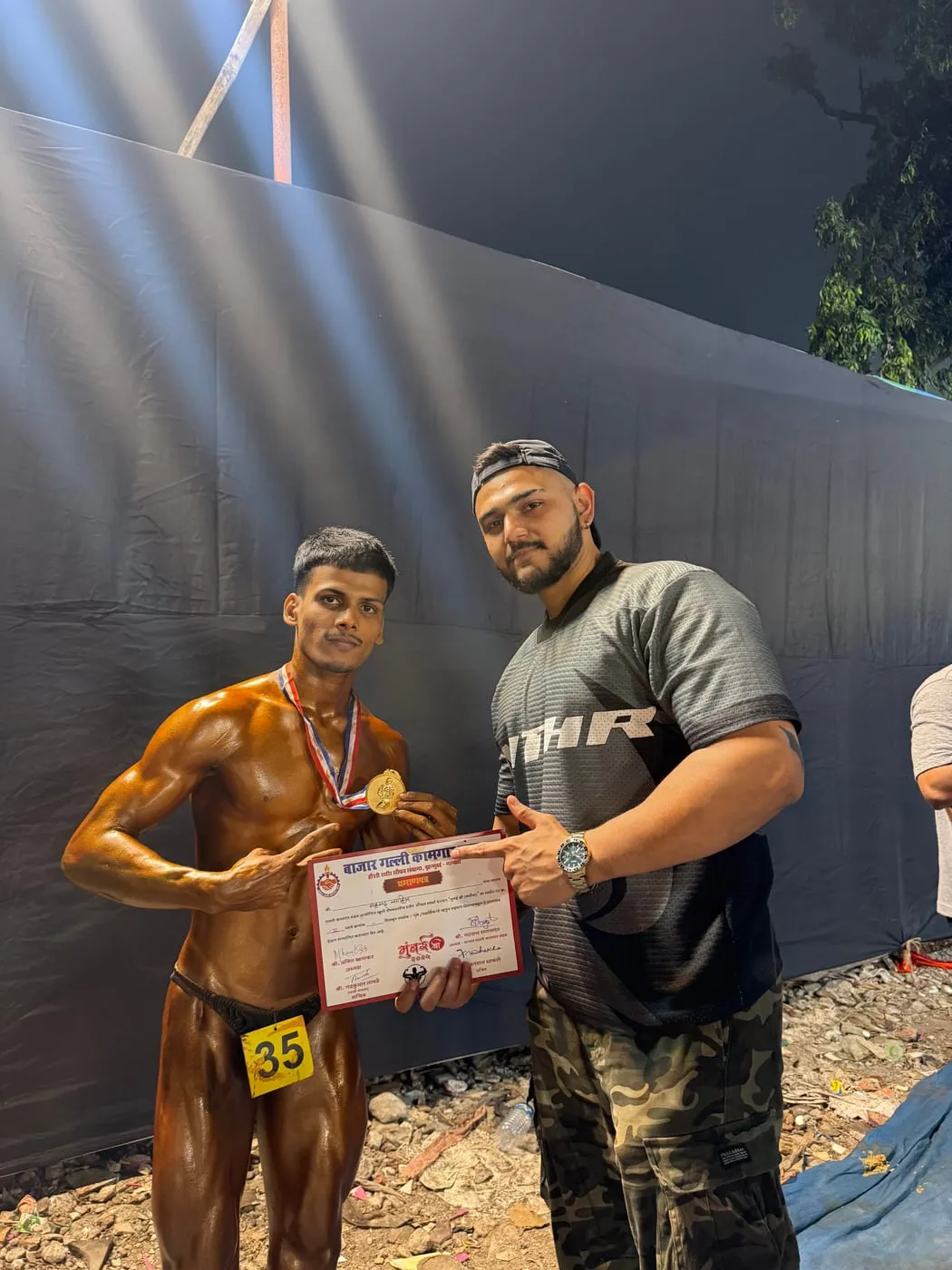 A Bawa Fitness athlete with his medal and certificate at Mumbai Shree 2025, Versova